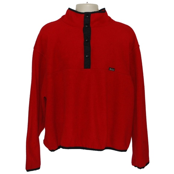Vtg Woolrich Red Polartec Snap T Fleece Sweater - Picture 1 of 3